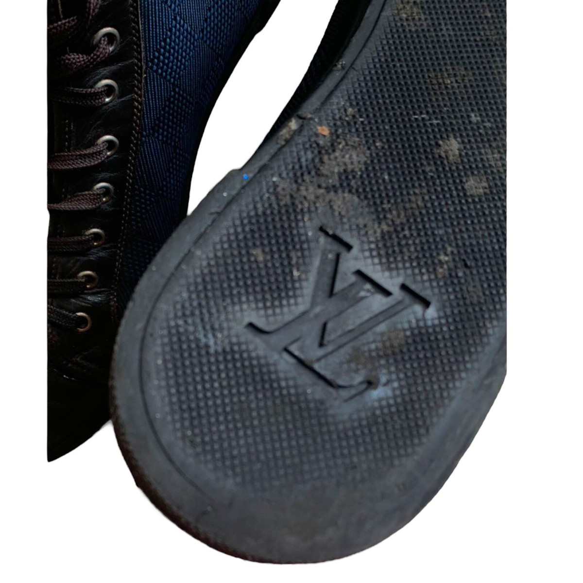 LOUIS VUITTON Brown/Blue Damier Ebene Canvas&Leather High