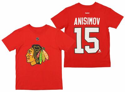 Reebok NHL Boys Youth Chicago Blackhawks Artem Anisimov #15 Tee Shirt, Red