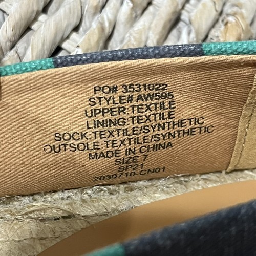 J. Crew Striped Canvas Slip-On Flat Espadrilles Navy Kelly Green AW595 7 NIB - Picture 8 of 10