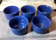 4 PIER 1 Dark Blue Soup or Cereal Bowls 4.75” Korea