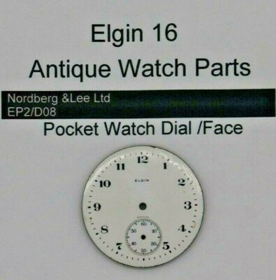 Elgin 16 Taschenuhr Zifferblatt / Zifferblatt Füße Position 19,2/36,0/54,7 EP2/D08