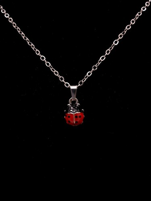 #ad Tiny Ladybug Pendant Necklace Simple Minimalist Nature Lover Gift Silver Toned $10.75