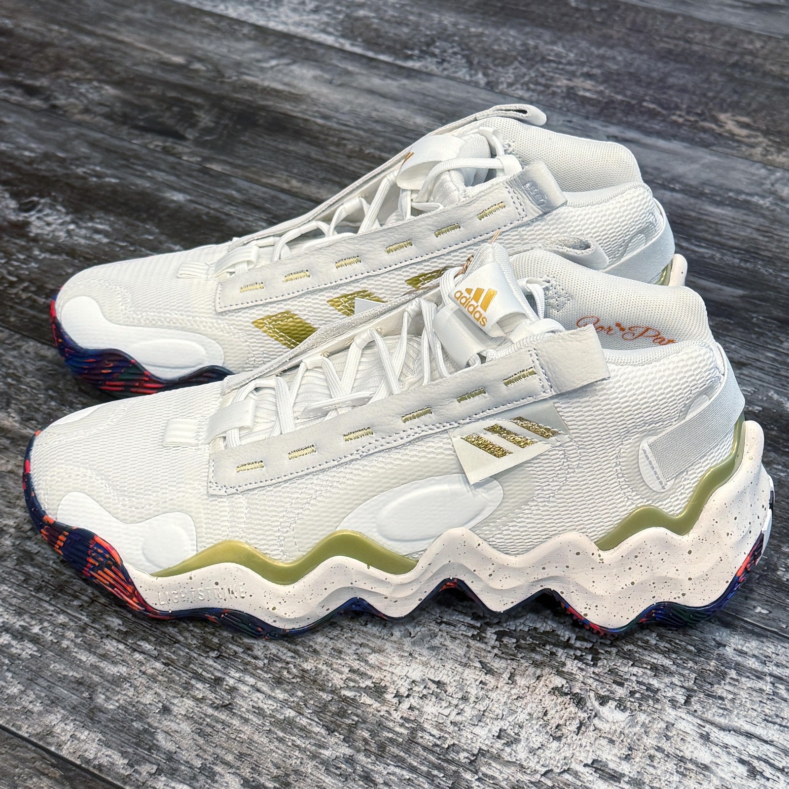 Adidas Exhibit B WMNS Mid Shoes Womens Size 11 White Gold Basketball HQ1121 NEW thumbnail 9