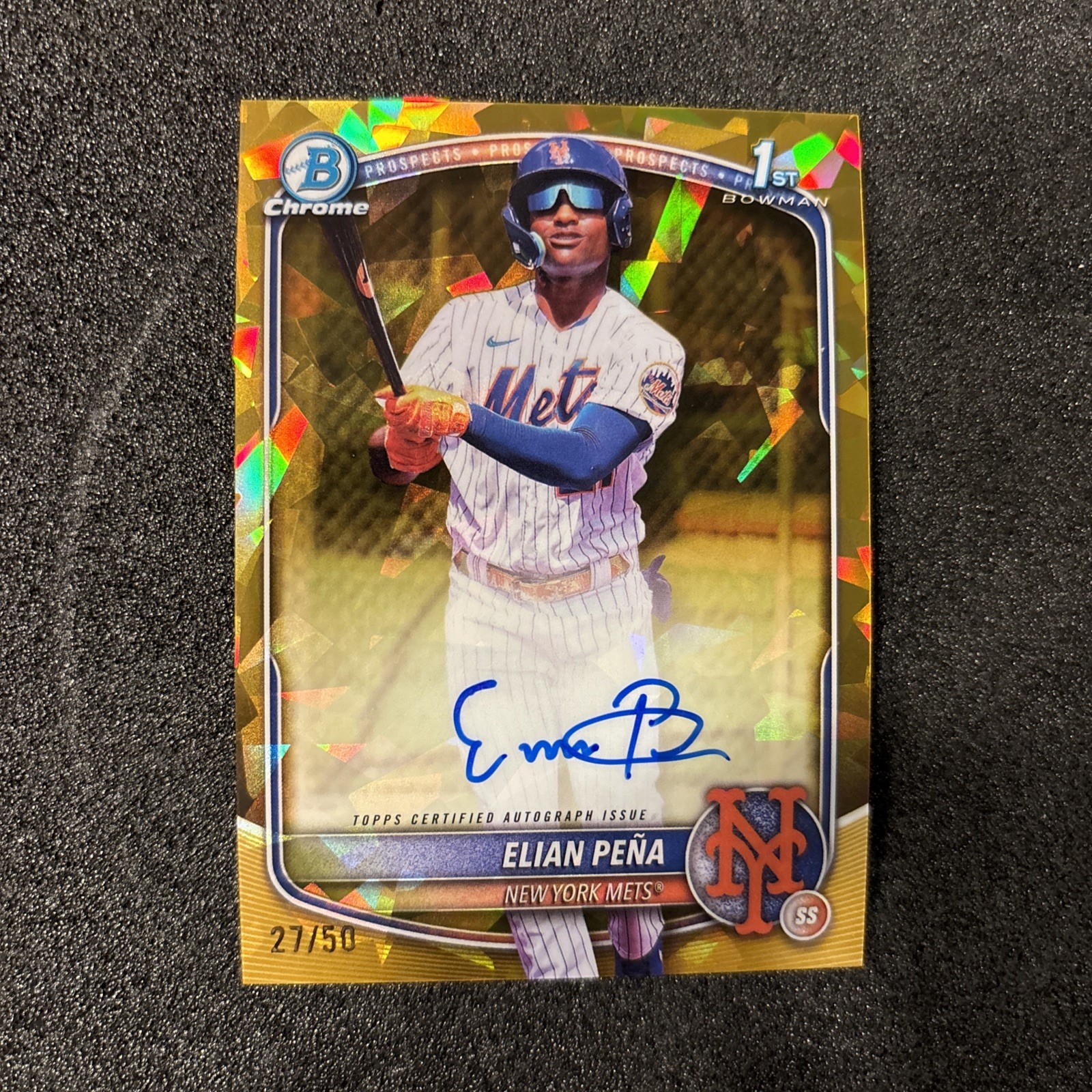2025 Bowman Chrome #CPSA-EP ELIAN PENA 1ST BOWMAN Sapphire GOLD /50 Auto