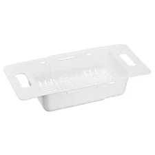 Extendable Over the Sink Strainer Fruit Vegetable Colander for Kitchen White