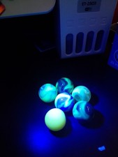6 X Uranium Glass Green Marble Shooter 1" USA UV Reactive GLOWS. Lot D