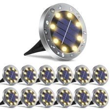 Solar Outdoor Lights 12 Packs, Waterproof Solar Pathway Lights Bright In-Grou...