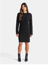 Time and Tru Women’s Cable Sweater Knit Dress Black Medium (8-10) NWT