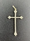 10k Yellow Gold Diamond Glitter Cross Charm Religious Pendant