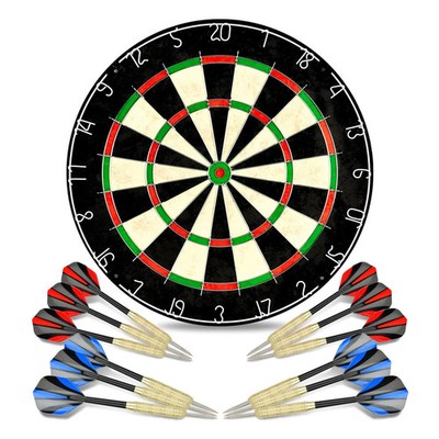 Profi Dartscheibe Sisal Dartboard Bristle Board 12 Steeldart Pfeile Flights Set