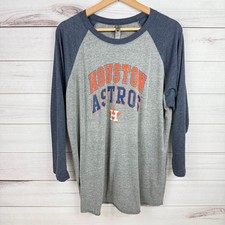 Womens Houston Astros Baseball Style Gray Blue T-Shirt Womens Large