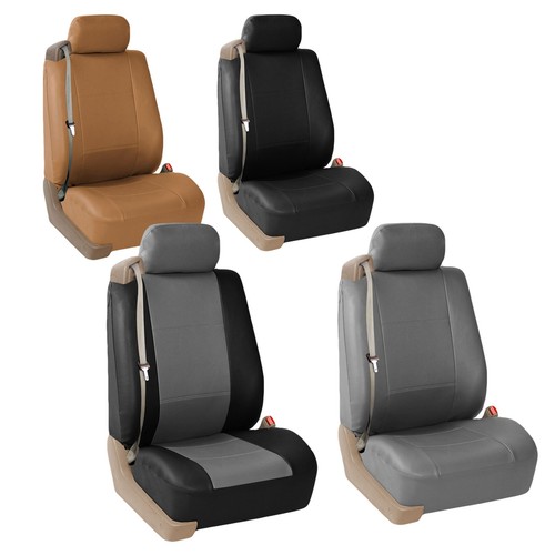 Universal Front Car Seat Covers - Classic Cloth, Built-In Seatbelt, All-Purpose Fit