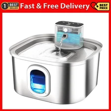 Wireless Cat Water Fountain Cordless, 3.2L/108oz Stainless Steel Pet Fountain...