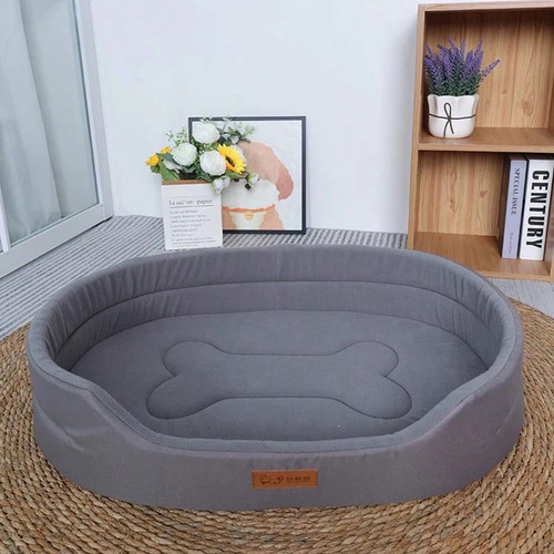 Luxury Oval Dog Bed Soft Fleece Cushion Washable Warm Pet Sleeping Mattress Bask