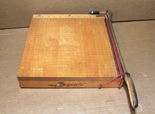Vintage INGENTO Paper Cutter 1132 - 12" Wood Table Guillotine Hand Cutter Tested