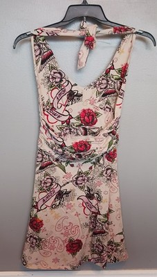 Switchblade Stiletto Dress Women s Medium Tattoo Print Rockabilly Pin Up Halter