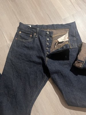 ONI Men s Raw Selvedge Denim Jeans Tapered Fit Button Fly 5-Pocket