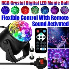 Remote Control LED Disco Stage Light Magic Crystal Ball RGB Rotating Party DJ