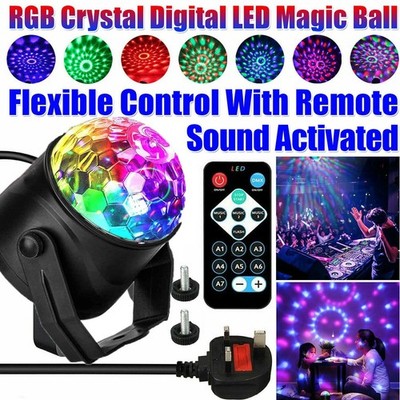 Remote Control LED Disco Stage Light Magic Crystal Ball RGB Rotating Party DJ