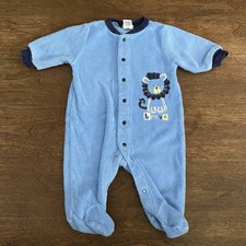 Carters 3 Month Vintage Y2K Terry Cloth Sleeper Blue Brave Lion 3m 0-3