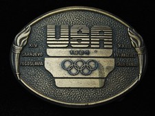 QK15153 VINTAGE 1984  USA OLYMPIC GAMES XIV  XXIII  COMMEMORATIVE BELT BUCKLE