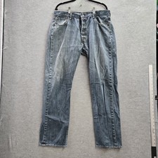 Levi's 501 Men Jeans 36X34 Blue Denim Straight Button Fly 30" Inseam