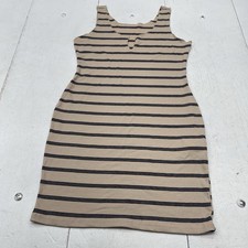 Shein Brown & Black Stripe Ribbed Knit V Neck Tank Dress Women's Size XL New