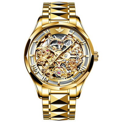 OUPINKE Luxury Skeleton Automatic Mechanical Watch Sapphire Crystal 5ATM