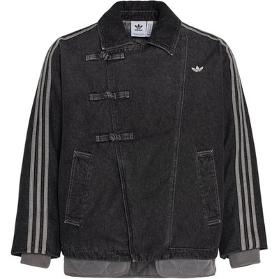 adidas Originals Men's Black Denim Jacket Three Stripes Chinese