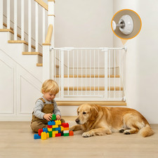 29.5-45.3" Wide Baby Gate with Wall Protector Dog Gate Indoor for Doorways White