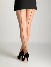 Sevilla Chic Back Seam Sheer to Waist Glossy Pantyhose 15 Denier Seamed Tights