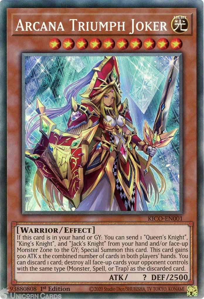 KICO-EN001 Arcana Triumph Joker Collector's Rare 1st Edition Mint YuGiOh Card