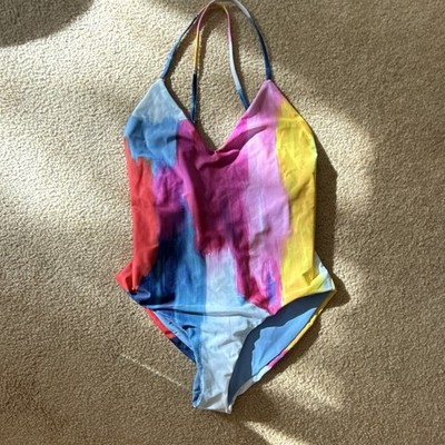 Mara Hoffman Women s Tie Dye Multicolor One Piece Swimsuit Adjustable Straps