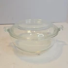 Vintage PYREX 019 Clear Glass 20 oz Bowl Baking Casserole Dish with Handles Lid