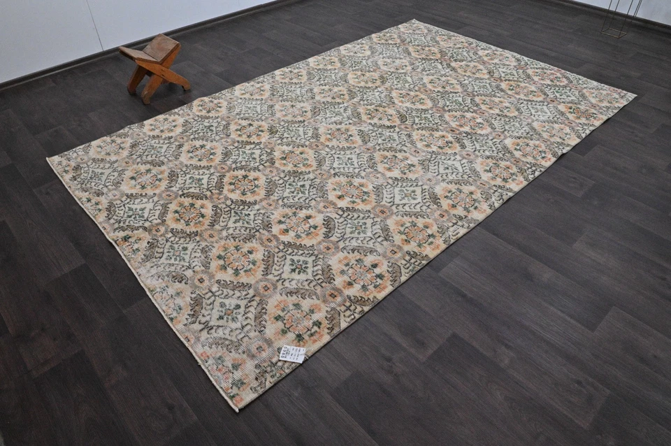 Oushak Turkish Vintage Rug 6x10 Kilim Rug Anatolian Handmade Boho Decor BEIGE - Image 2 of 4