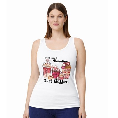 I Don't Need A Valentine Just Coffee Damen Trägershirt Tanktop Geschenk für sie