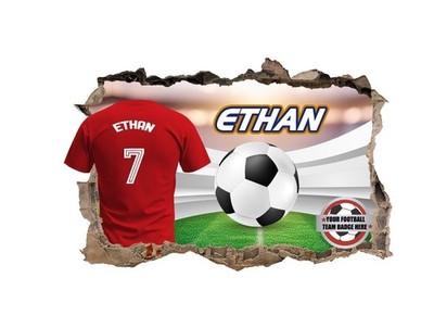 Personalisierte Wandbilder Fußball Schlafzimmer - 3D Vinyl Aufkleber individueller Name Sticker 25