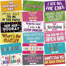 24 Designs Funny Birthday Photo Booth Props Double Sided Signs