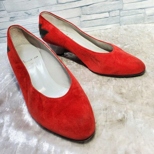 Escarpins Christian Dior talon daim rouge EU36/US6 51518c