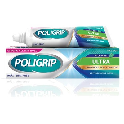 Ultra Denture Adhesive Cream, Strong Hold, Mint Flavour