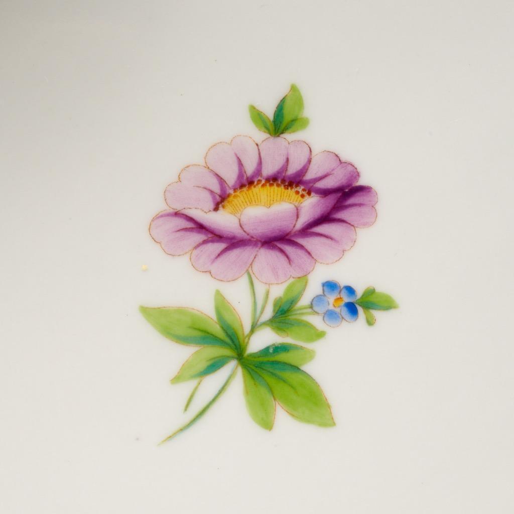 Herend Hungary Aster Floral and Embossed Triangular Serving Bowl