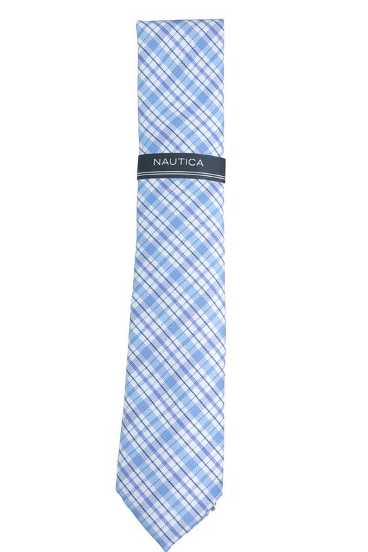 Мужской тонкий галстук в клетку Brinkman от Nautica (светло-голубой, один размер)