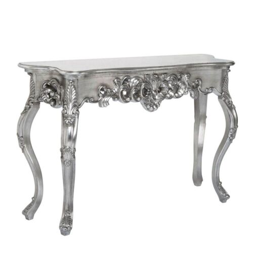 Table console plaquée argent pur table ancienne rangement florale entrée latérale table déco - Photo 1/3