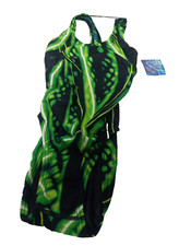 Speedo Girls Youth One Piece Swim Suit Sz 26 Black Green Shooting Star