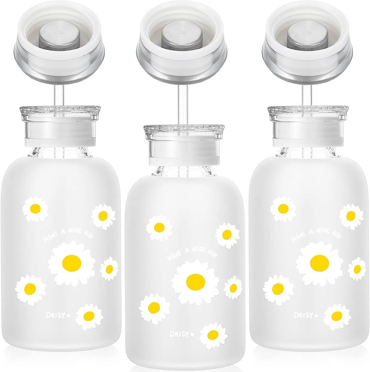 Milk Juice Cute Water Bottle with Scale 2 Lids 480ml Little daisy