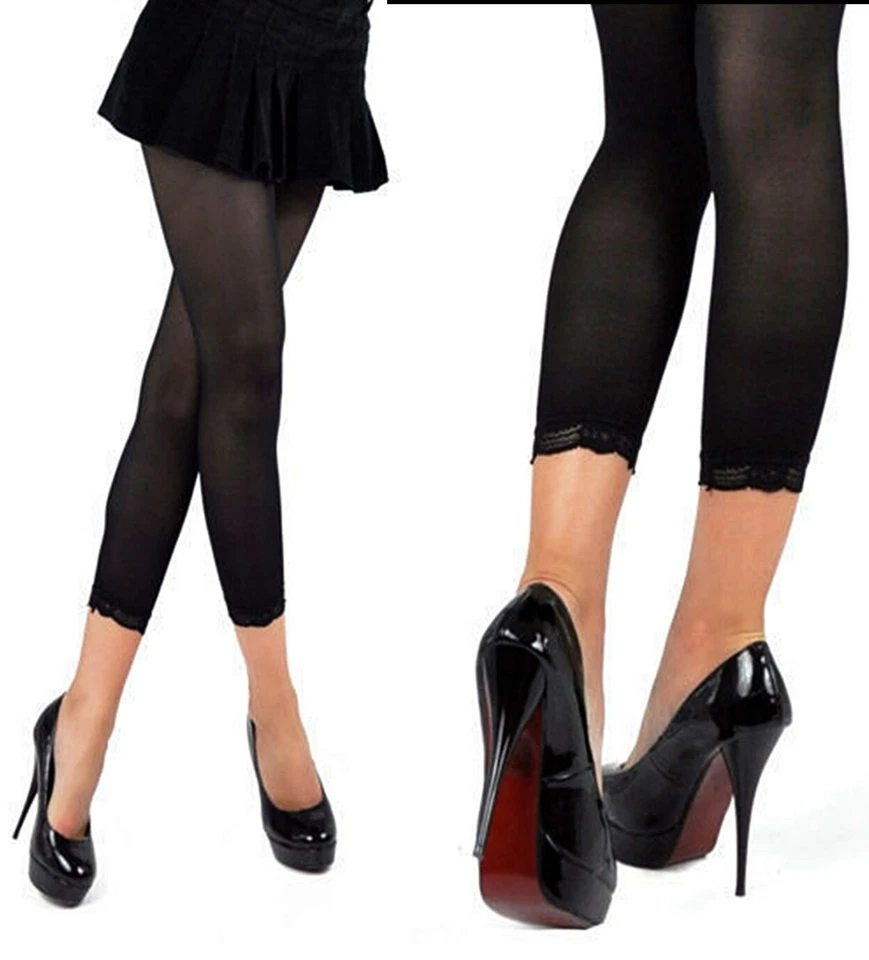 2 Paar schwarze Baumwolle Leggings 3/4 capri  seamless Gr 36-40 Leggings Rock - Bild 1 von 1