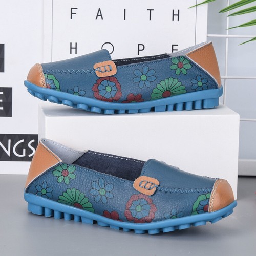Zapatillas huecas planas cómodas hechas a mano para mujer mocasines zapatos de senderismo - Imagen 10 de 25