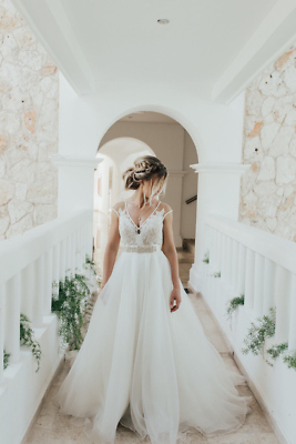 Blush by Hayley Paige Val 12 Wedding Dress Lace Organza Illusion Modern  1703 USA | eBay