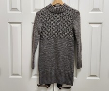 Womens American Eagle Outfitters Mock Neck Wool Blend Brown Gray Sweater Dress S