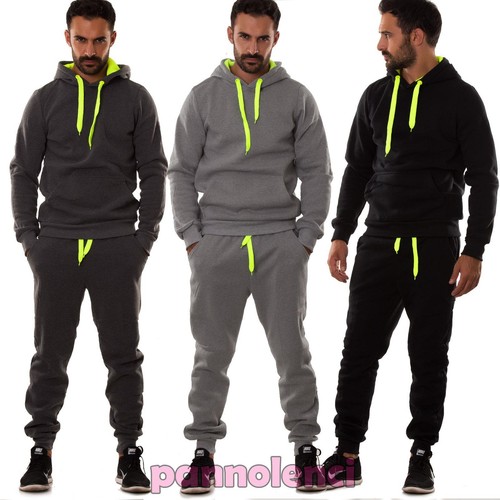 Tuta UOMO felpa pantaloni fitness palestra cappuccio tasche sport nuova  S6603 | eBay